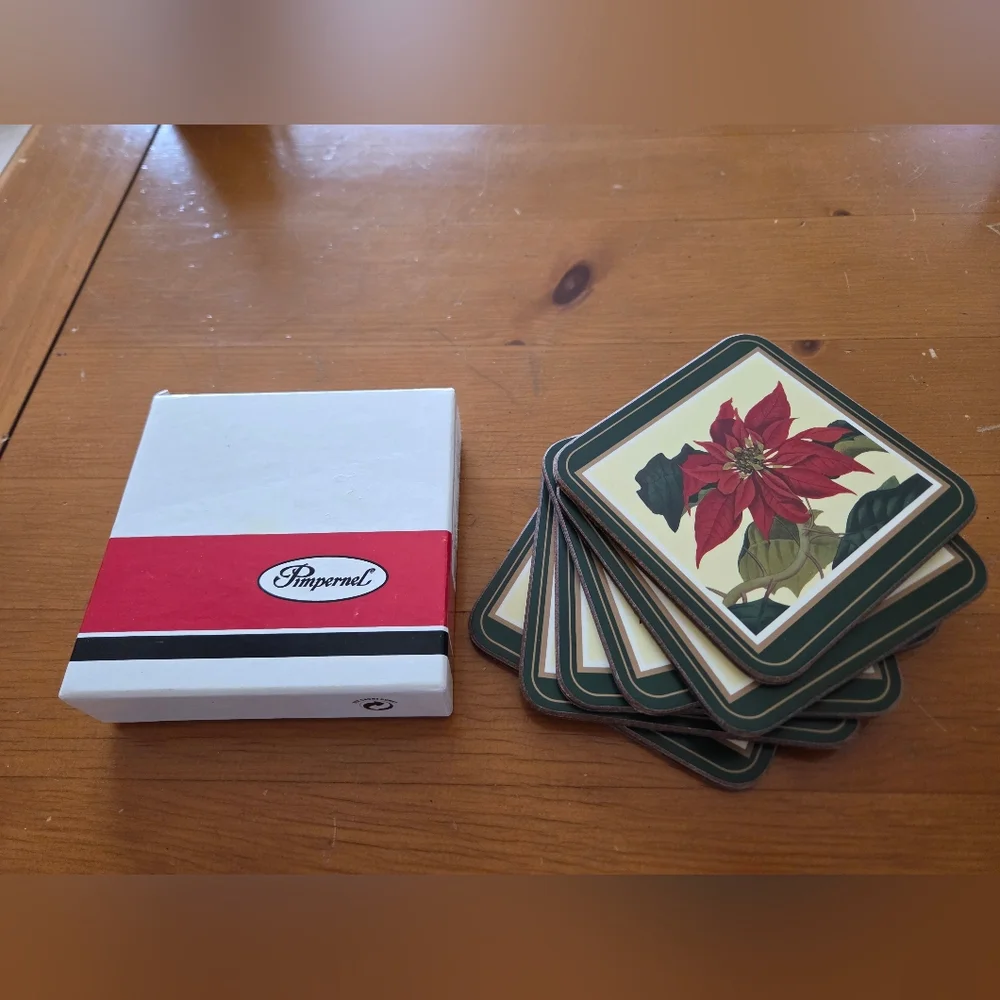 Pimpernel Poinsettia Coasters (6 In Box) Coasters Are In Excellent Condition